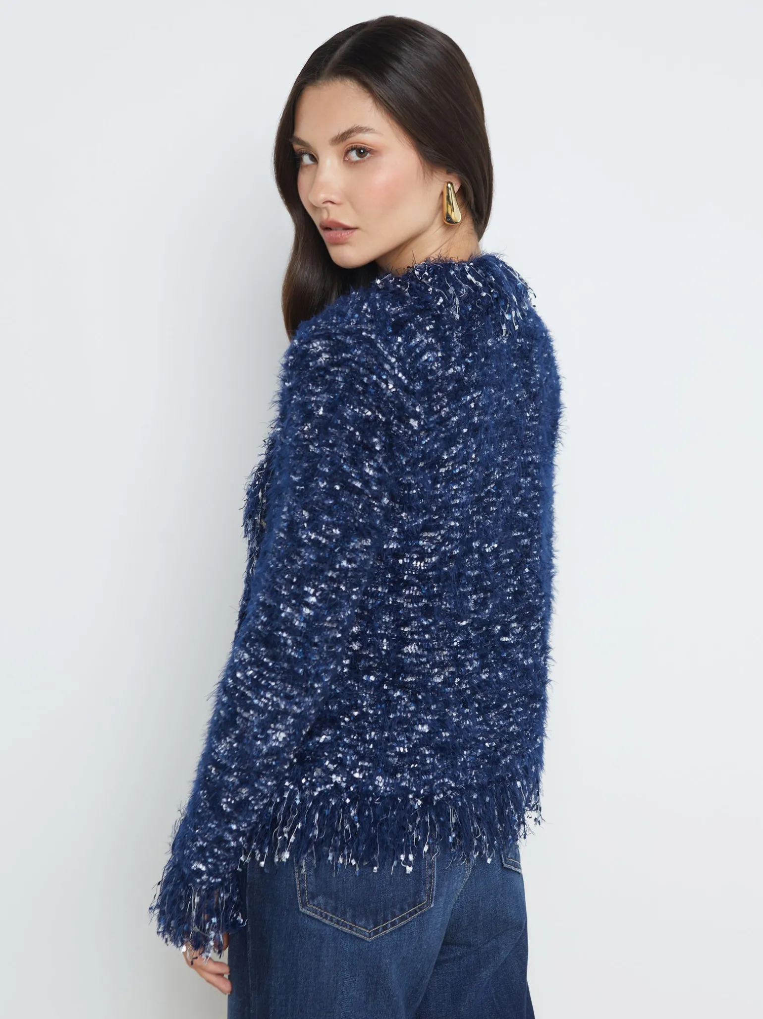 Azure Fringe Cardigan Blazer
