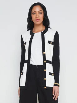 Clover Contrast-Trim Cardigan