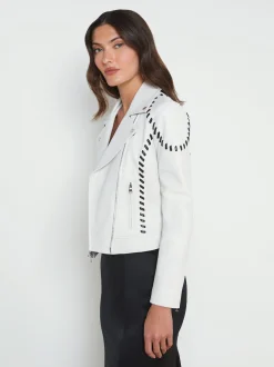 Eleana Whipstitch Leather Jacket