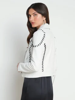 Eleana Whipstitch Leather Jacket