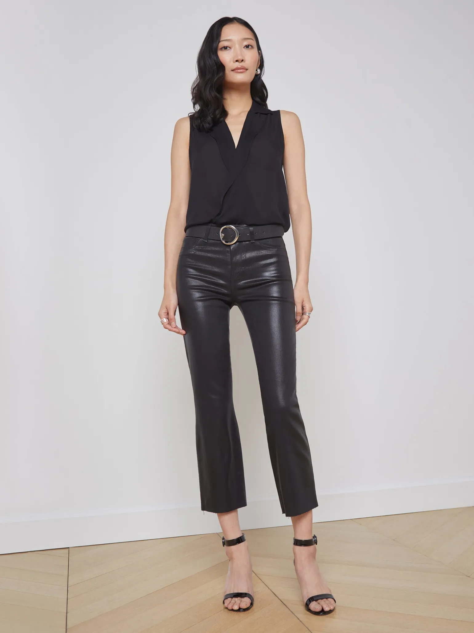 Kendra Coated Cropped Flare Jean