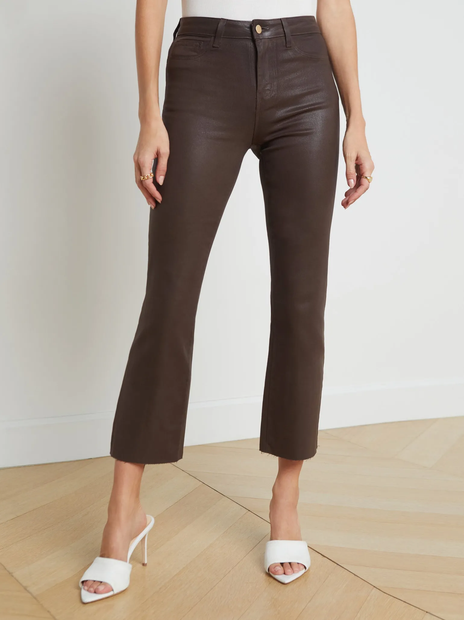 Kendra Coated Cropped Flare Jean