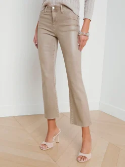 Kendra Coated Cropped Flare Jean