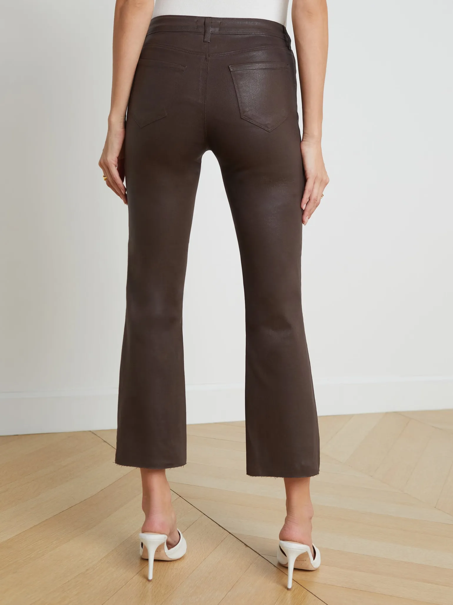 Kendra Coated Cropped Flare Jean