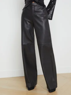 Livvy Leather Straight-Leg Trouser