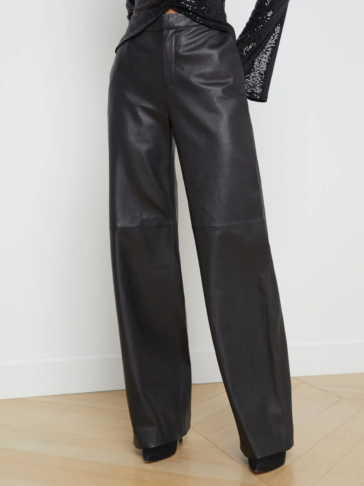 Livvy Leather Straight-Leg Trouser