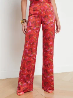 Livvy Silk Straight-Leg Trouser