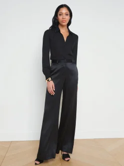 Pilar Silk Wide-Leg Pant