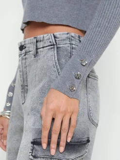 Sky Cuff Detail Crewneck
