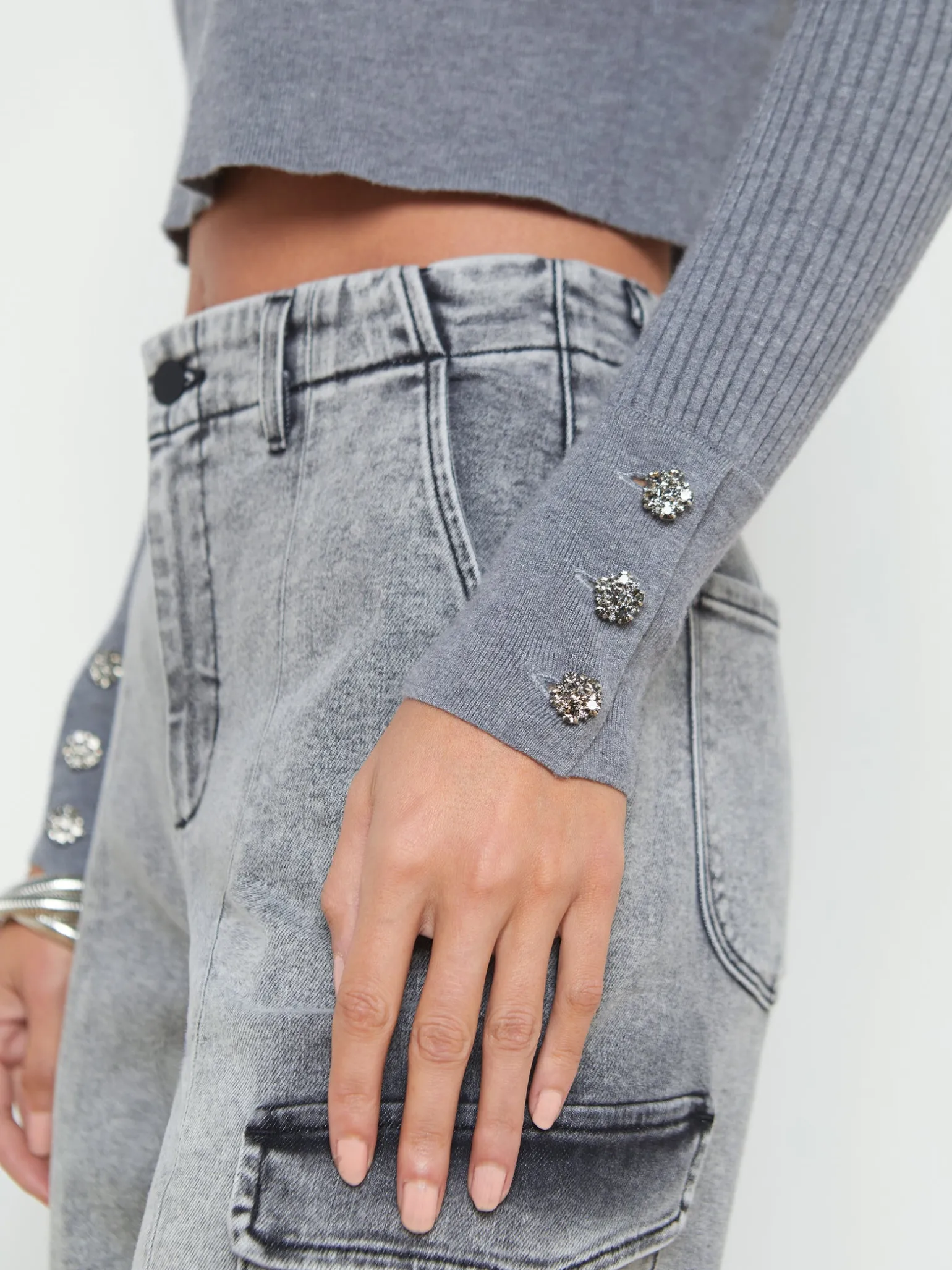 Sky Cuff Detail Crewneck