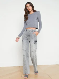 Sky Cuff Detail Crewneck