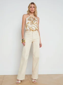 Tillie Silk Chain-Neck Top
