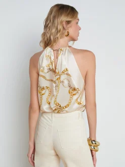 Tillie Silk Chain-Neck Top