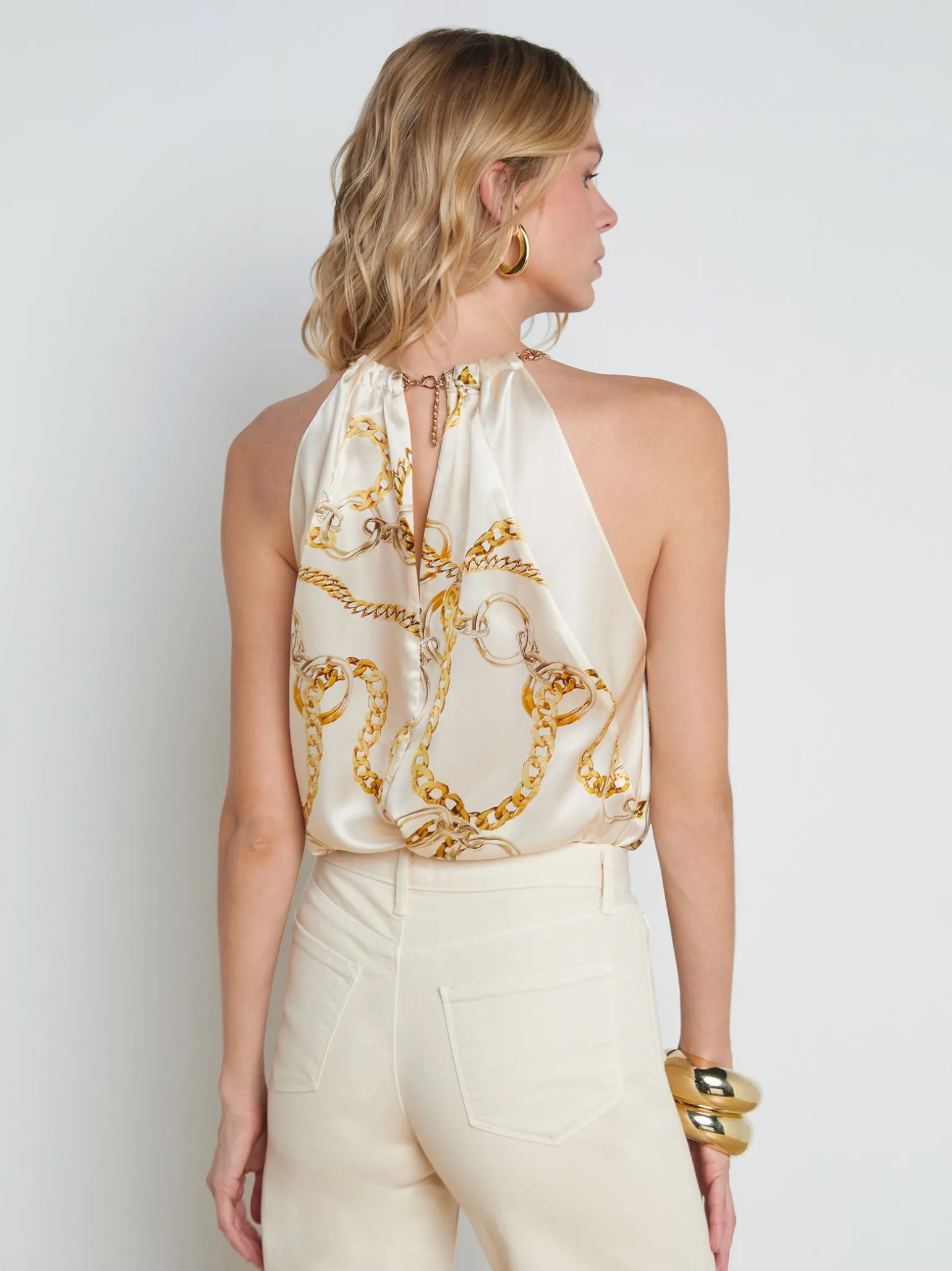 Tillie Silk Chain-Neck Top