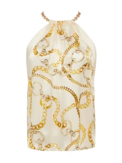 Tillie Silk Chain-Neck Top
